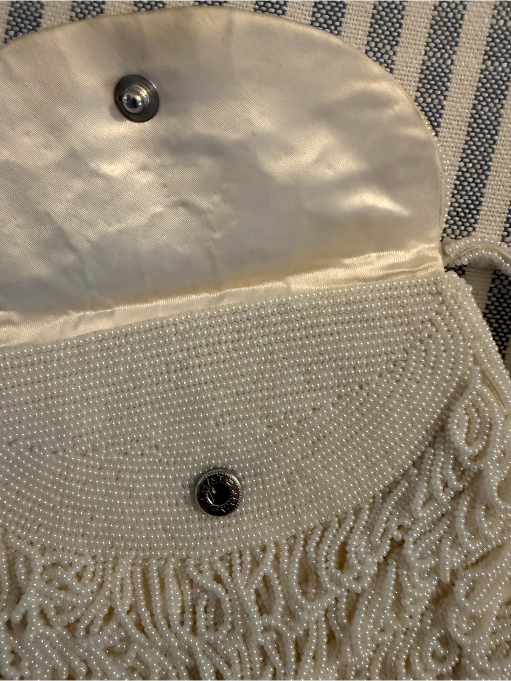 Beaded Cream Evening Shoulder Bag - Picture 2 of 2